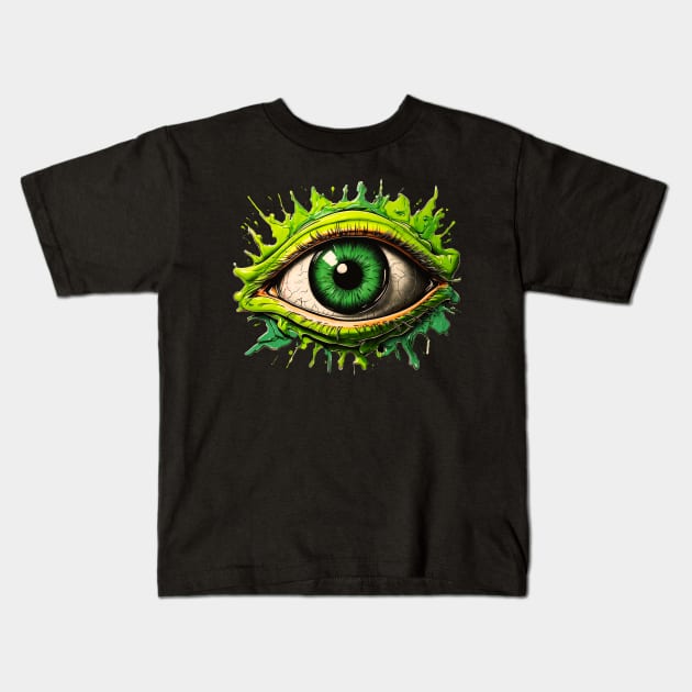 The green eye Kids T-Shirt by TaansCreation 